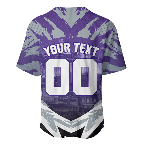 Personalised Fremantle Dockers Football Baseball Jersey Anime Warrior Manga Style Lightning Bolt Cityscape