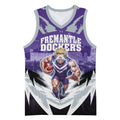 Personalised Fremantle Dockers Football Basketball Jersey Anime Warrior Manga Style Lightning Bolt Cityscape