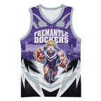 Personalised Fremantle Dockers Football Basketball Jersey Anime Warrior Manga Style Lightning Bolt Cityscape