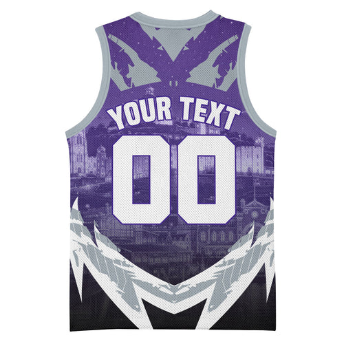Personalised Fremantle Dockers Football Basketball Jersey Anime Warrior Manga Style Lightning Bolt Cityscape