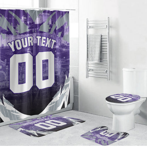 Personalised Fremantle Dockers Football Bathroom Set Anime Warrior Manga Style Lightning Bolt Cityscape