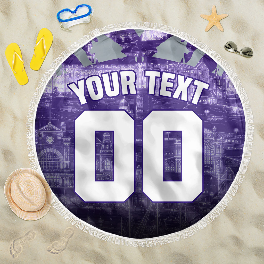 Personalised Fremantle Dockers Football Beach Blanket Anime Warrior Manga Style Lightning Bolt Cityscape