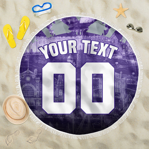 Personalised Fremantle Dockers Football Beach Blanket Anime Warrior Manga Style Lightning Bolt Cityscape