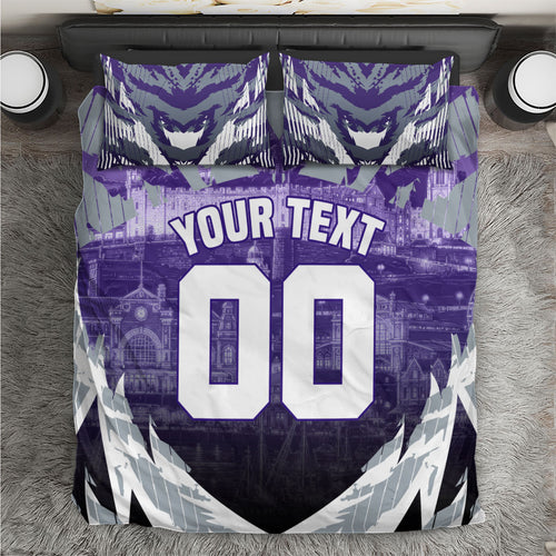 Personalised Fremantle Dockers Football Bedding Set Anime Warrior Manga Style Lightning Bolt Cityscape