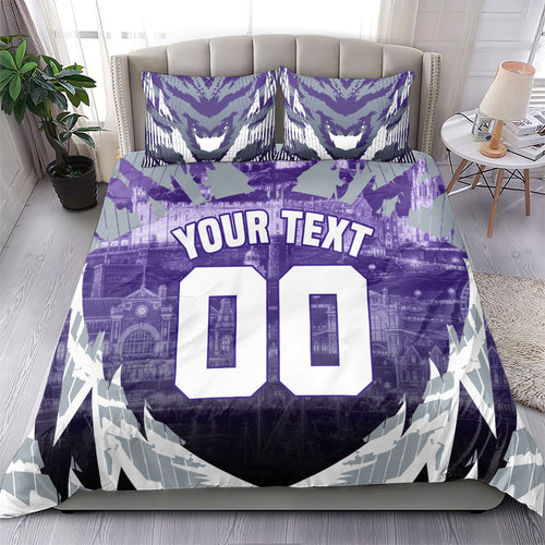 Personalised Fremantle Dockers Football Bedding Set Anime Warrior Manga Style Lightning Bolt Cityscape