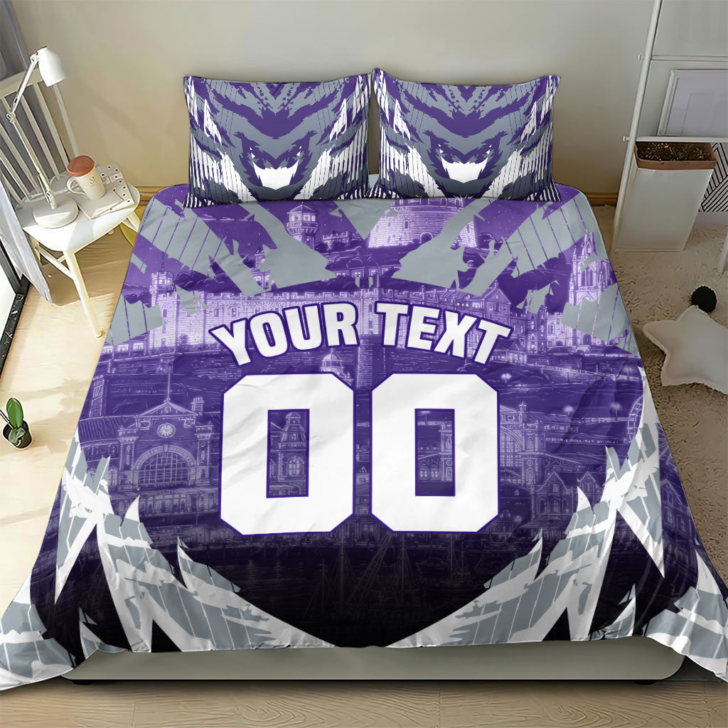 Personalised Fremantle Dockers Football Bedding Set Anime Warrior Manga Style Lightning Bolt Cityscape