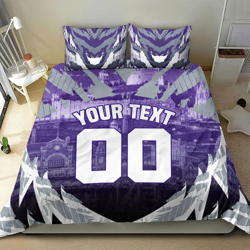 Personalised Fremantle Dockers Football Bedding Set Anime Warrior Manga Style Lightning Bolt Cityscape
