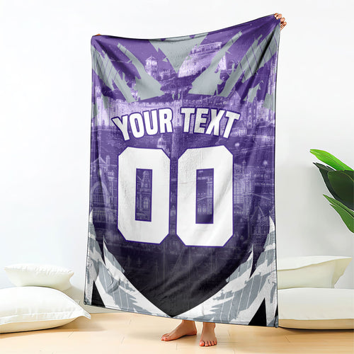 Personalised Fremantle Dockers Football Blanket Anime Warrior Manga Style Lightning Bolt Cityscape