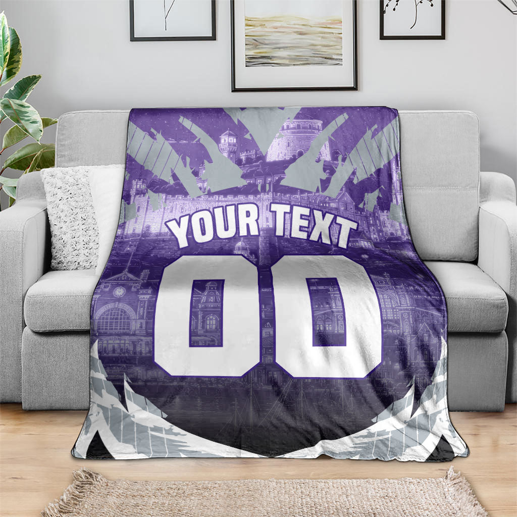 Personalised Fremantle Dockers Football Blanket Anime Warrior Manga Style Lightning Bolt Cityscape