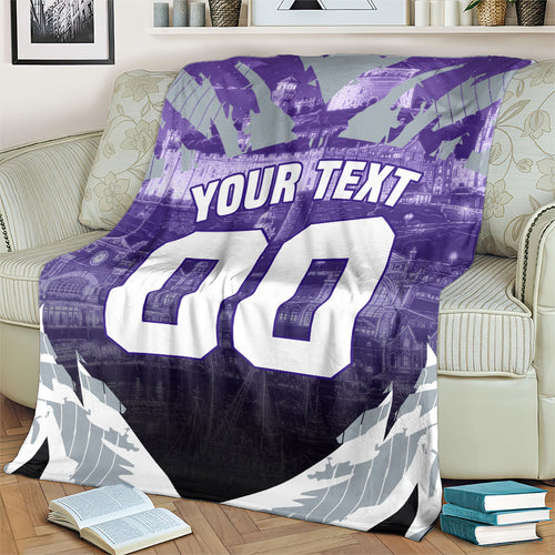 Personalised Fremantle Dockers Football Blanket Anime Warrior Manga Style Lightning Bolt Cityscape