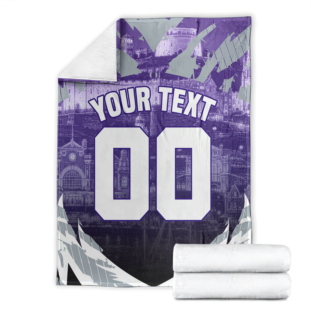 Personalised Fremantle Dockers Football Blanket Anime Warrior Manga Style Lightning Bolt Cityscape