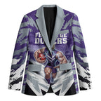Personalised Fremantle Dockers Football Blazer Anime Warrior Manga Style Lightning Bolt Cityscape
