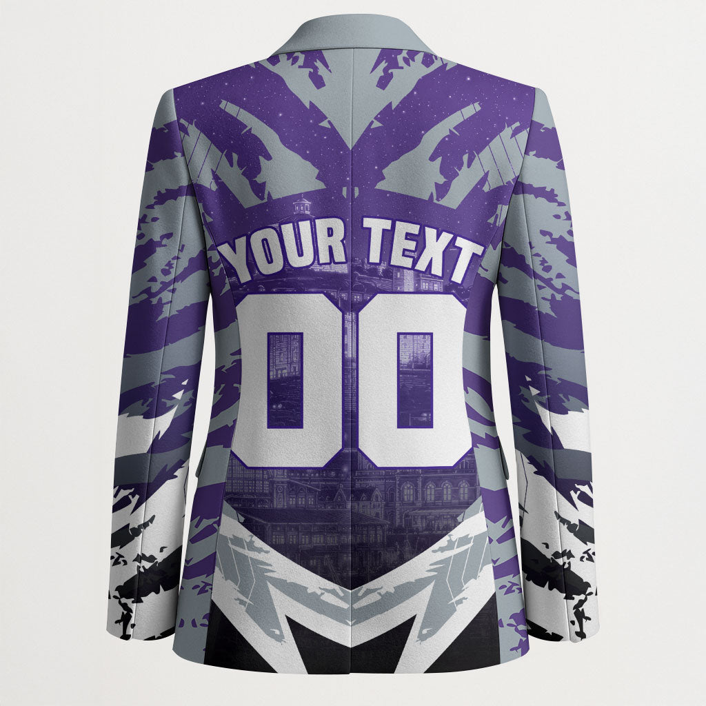 Personalised Fremantle Dockers Football Blazer Anime Warrior Manga Style Lightning Bolt Cityscape