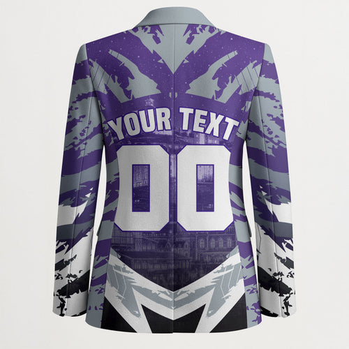Personalised Fremantle Dockers Football Blazer Anime Warrior Manga Style Lightning Bolt Cityscape