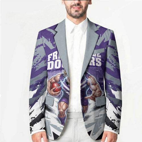 Personalised Fremantle Dockers Football Blazer Anime Warrior Manga Style Lightning Bolt Cityscape
