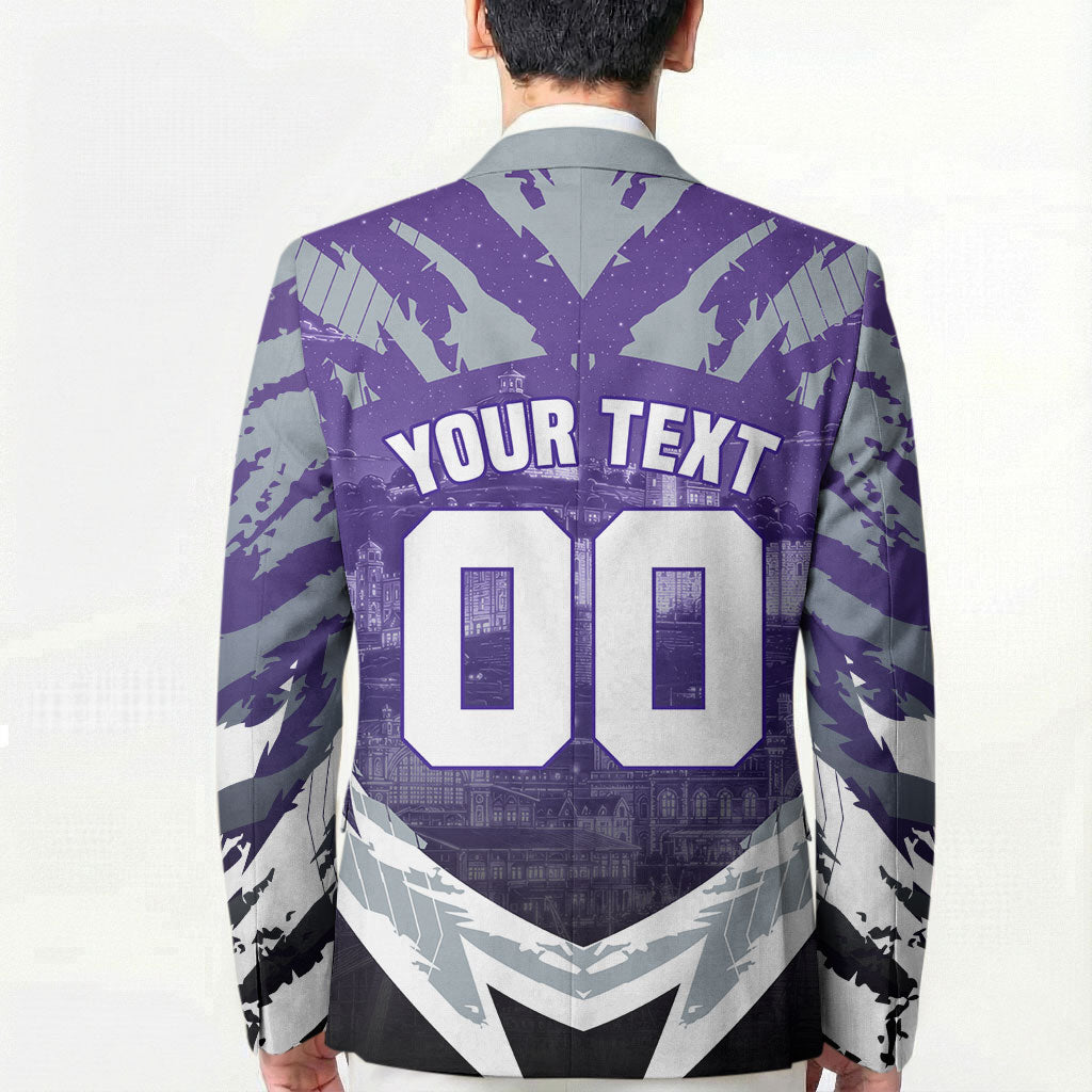 Personalised Fremantle Dockers Football Blazer Anime Warrior Manga Style Lightning Bolt Cityscape