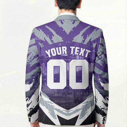 Personalised Fremantle Dockers Football Blazer Anime Warrior Manga Style Lightning Bolt Cityscape