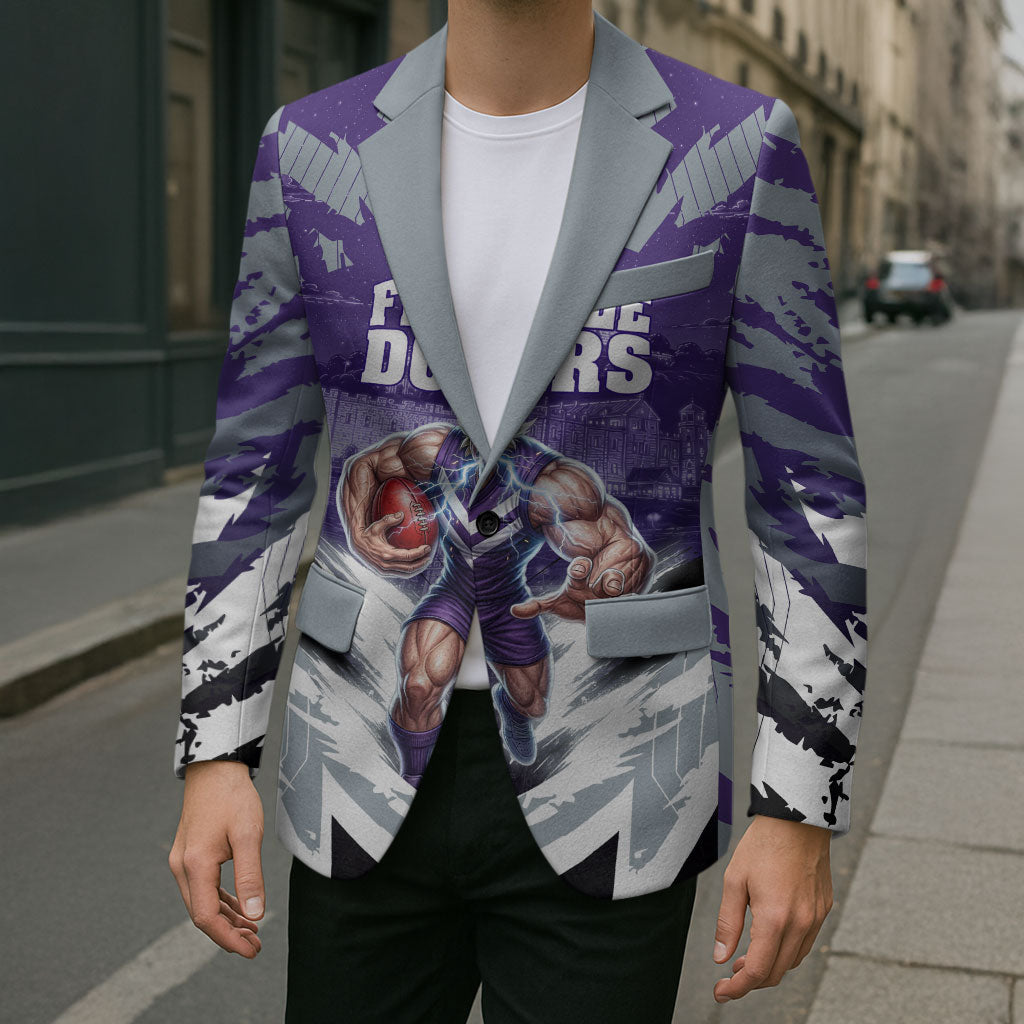 Personalised Fremantle Dockers Football Blazer Anime Warrior Manga Style Lightning Bolt Cityscape