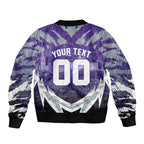 Personalised Fremantle Dockers Football Bomber Jacket Anime Warrior Manga Style Lightning Bolt Cityscape