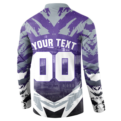 Personalised Fremantle Dockers Football Button Sweatshirt Anime Warrior Manga Style Lightning Bolt Cityscape