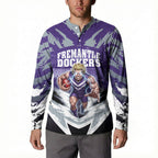 Personalised Fremantle Dockers Football Button Sweatshirt Anime Warrior Manga Style Lightning Bolt Cityscape
