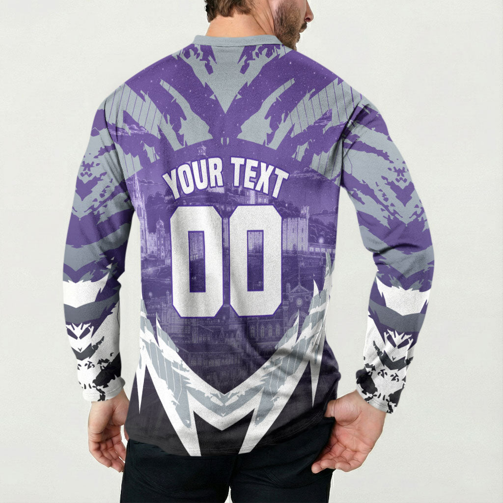Personalised Fremantle Dockers Football Button Sweatshirt Anime Warrior Manga Style Lightning Bolt Cityscape
