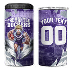Personalised Fremantle Dockers Football 4 in 1 Can Cooler Tumbler Anime Warrior Manga Style Lightning Bolt Cityscape