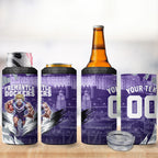 Personalised Fremantle Dockers Football 4 in 1 Can Cooler Tumbler Anime Warrior Manga Style Lightning Bolt Cityscape