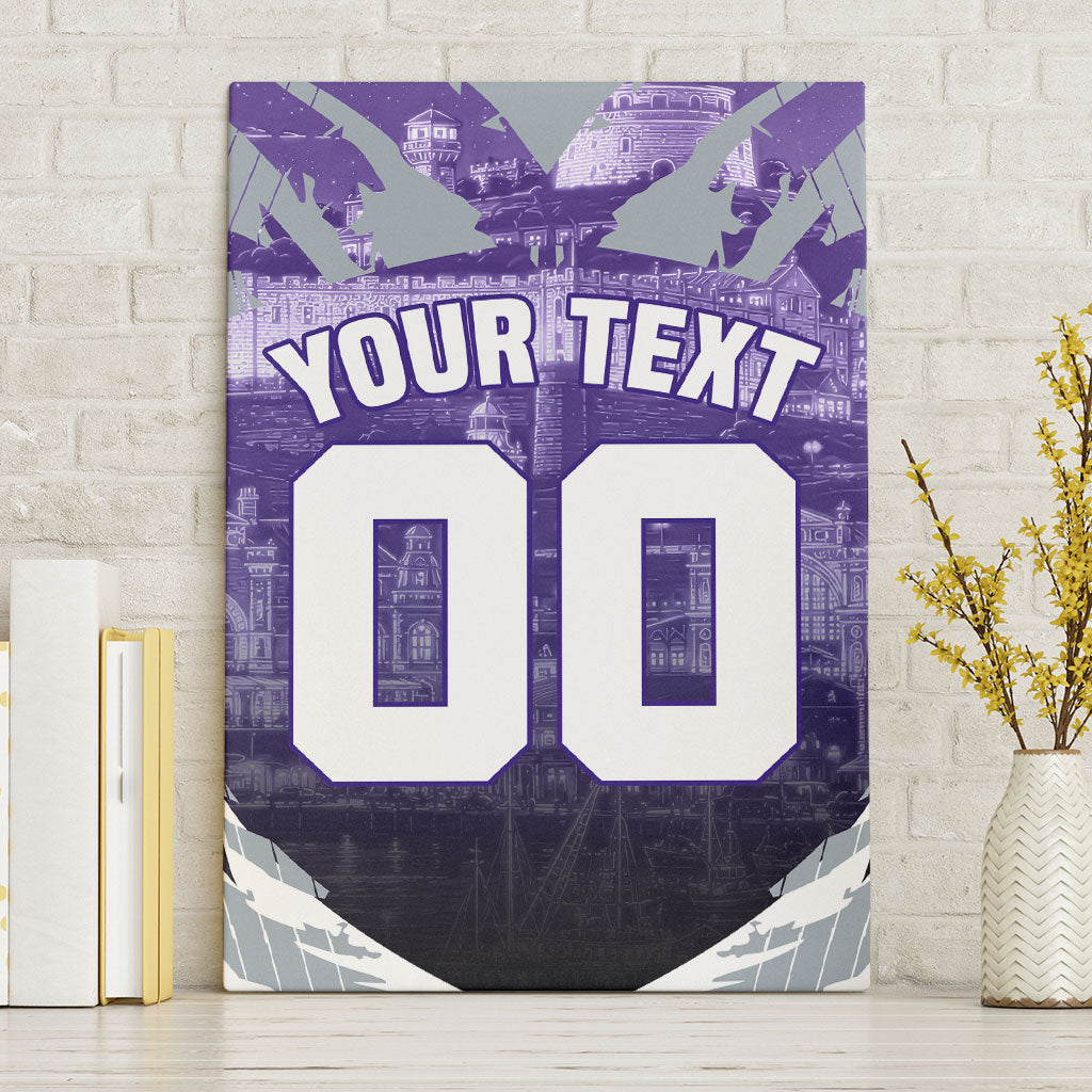 Personalised Fremantle Dockers Football Canvas Wall Art Anime Warrior Manga Style Lightning Bolt Cityscape