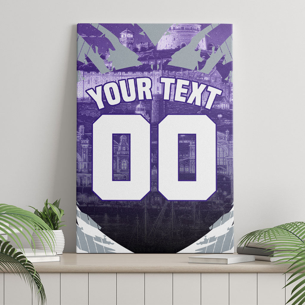 Personalised Fremantle Dockers Football Canvas Wall Art Anime Warrior Manga Style Lightning Bolt Cityscape