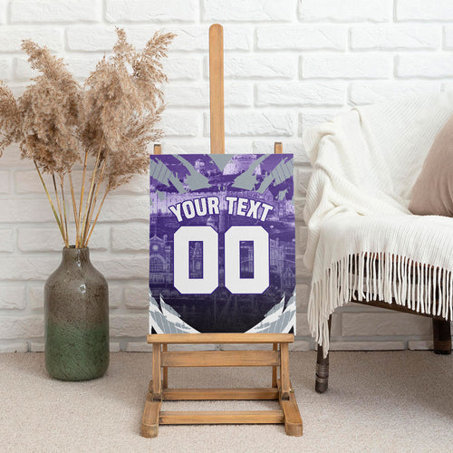Personalised Fremantle Dockers Football Canvas Wall Art Anime Warrior Manga Style Lightning Bolt Cityscape
