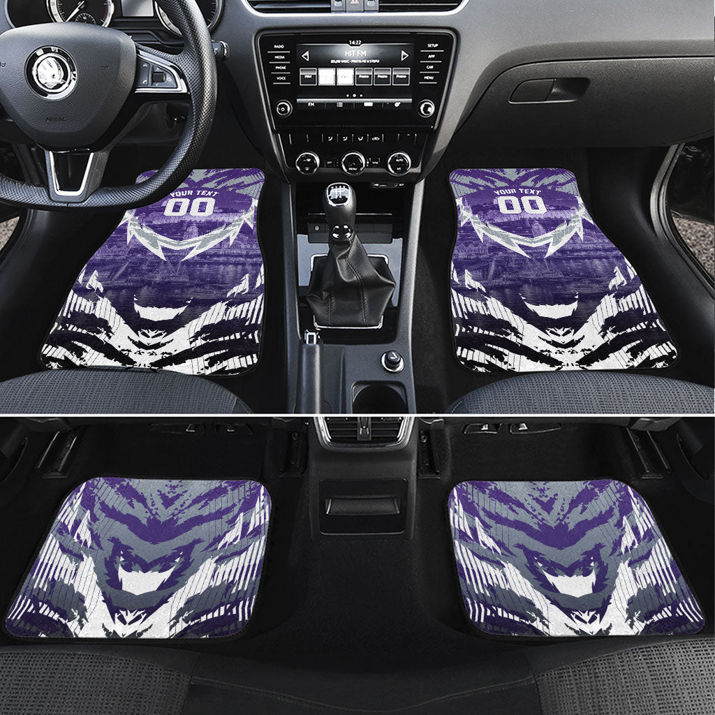 Personalised Fremantle Dockers Football Car Mats Anime Warrior Manga Style Lightning Bolt Cityscape