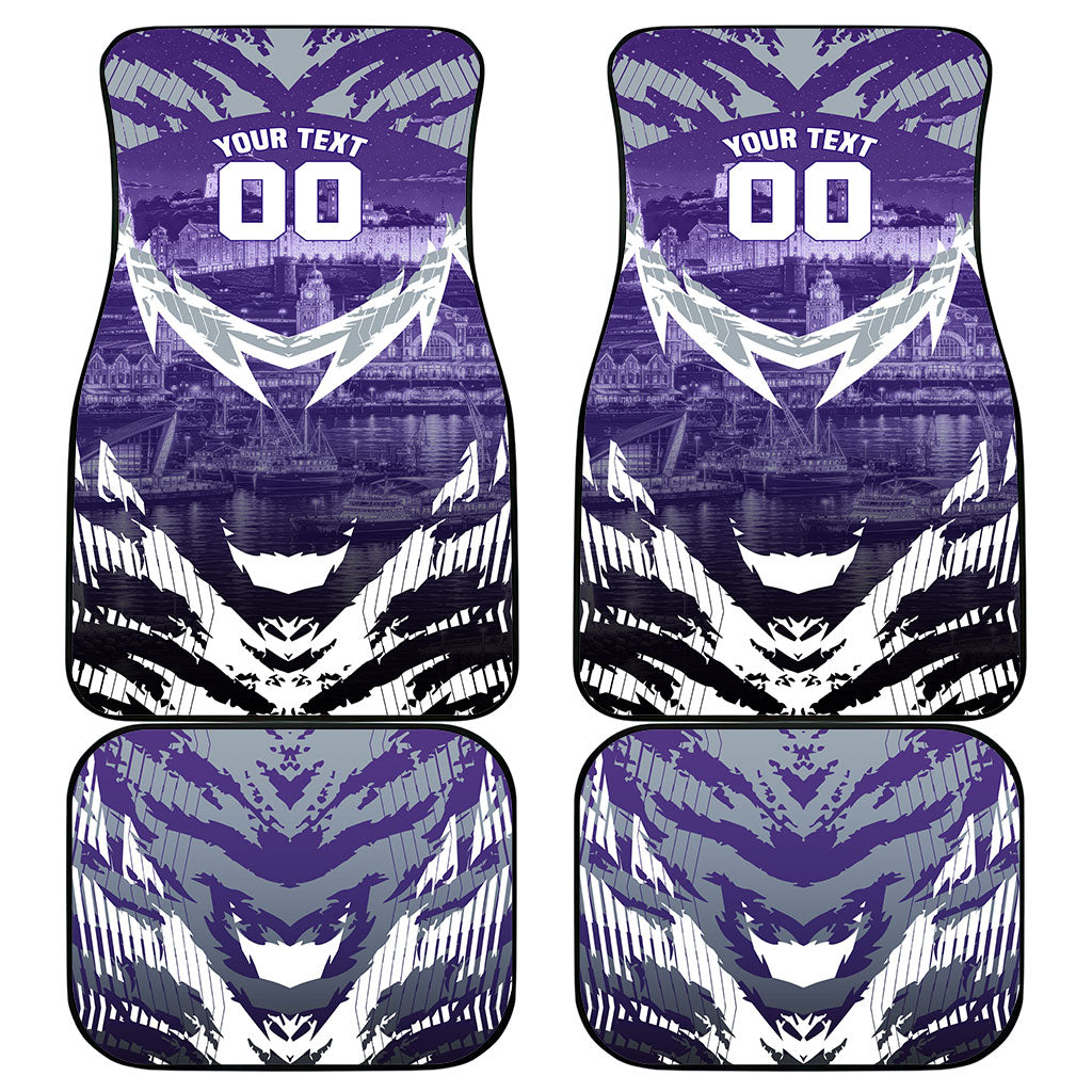 Personalised Fremantle Dockers Football Car Mats Anime Warrior Manga Style Lightning Bolt Cityscape