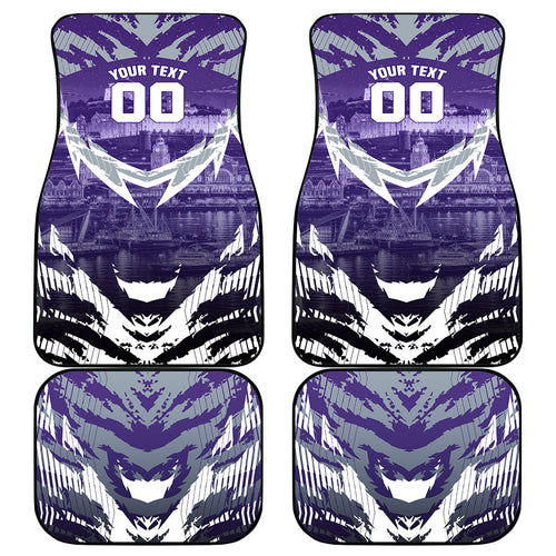 Personalised Fremantle Dockers Football Car Mats Anime Warrior Manga Style Lightning Bolt Cityscape