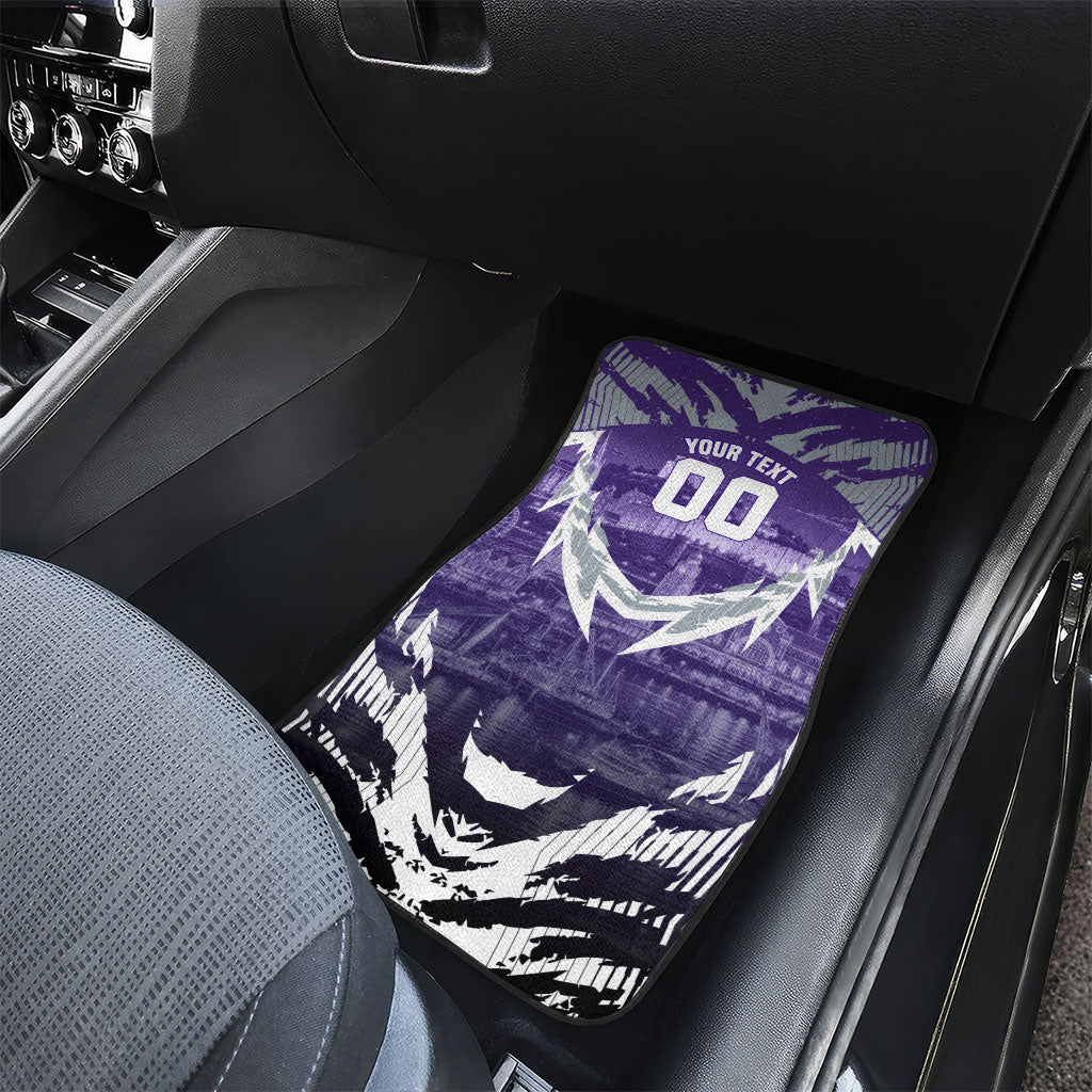 Personalised Fremantle Dockers Football Car Mats Anime Warrior Manga Style Lightning Bolt Cityscape