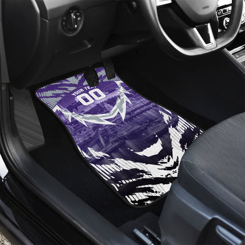 Personalised Fremantle Dockers Football Car Mats Anime Warrior Manga Style Lightning Bolt Cityscape