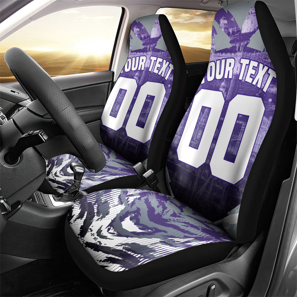 Personalised Fremantle Dockers Football Car Seat Cover Anime Warrior Manga Style Lightning Bolt Cityscape