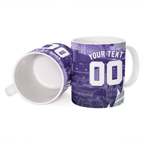 Personalised Fremantle Dockers Football Ceramic Mug Anime Warrior Manga Style Lightning Bolt Cityscape