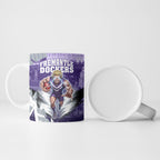 Personalised Fremantle Dockers Football Ceramic Mug Anime Warrior Manga Style Lightning Bolt Cityscape