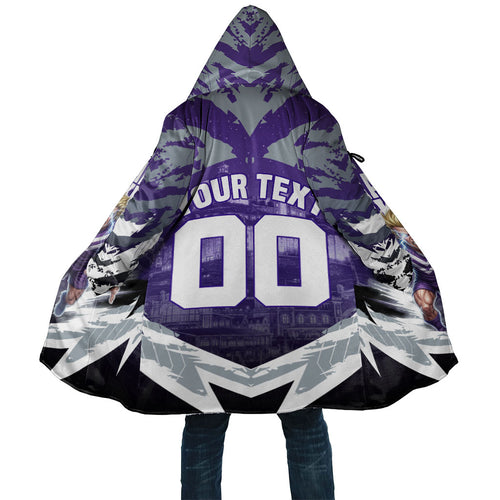 Personalised Fremantle Dockers Football Cloak Anime Warrior Manga Style Lightning Bolt Cityscape
