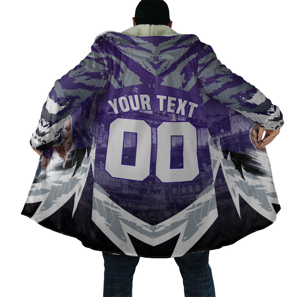 Personalised Fremantle Dockers Football Cloak Anime Warrior Manga Style Lightning Bolt Cityscape