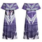 Personalised Fremantle Dockers Football Couples Matching Off Shoulder Maxi Dress and Hawaiian Shirt Anime Warrior Manga Style Lightning Bolt Cityscape