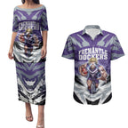Personalised Fremantle Dockers Football Couples Matching Puletasi and Hawaiian Shirt Anime Warrior Manga Style Lightning Bolt Cityscape