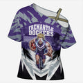 Personalised Fremantle Dockers Football Cross Shoulder Shirt Anime Warrior Manga Style Lightning Bolt Cityscape