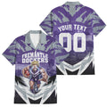 Personalised Fremantle Dockers Football Family Matching Off Shoulder Short Dress and Hawaiian Shirt Anime Warrior Manga Style Lightning Bolt Cityscape