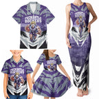 Personalised Fremantle Dockers Football Family Matching Tank Maxi Dress and Hawaiian Shirt Anime Warrior Manga Style Lightning Bolt Cityscape