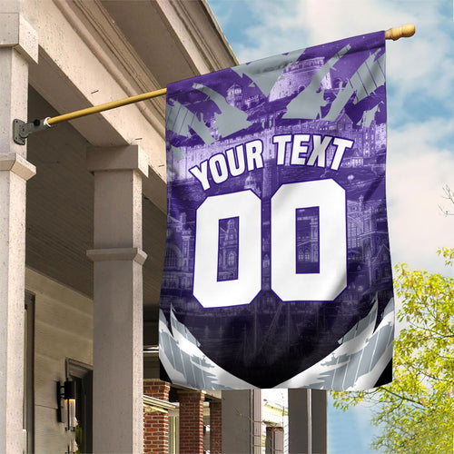 Personalised Fremantle Dockers Football Garden Flag Anime Warrior Manga Style Lightning Bolt Cityscape