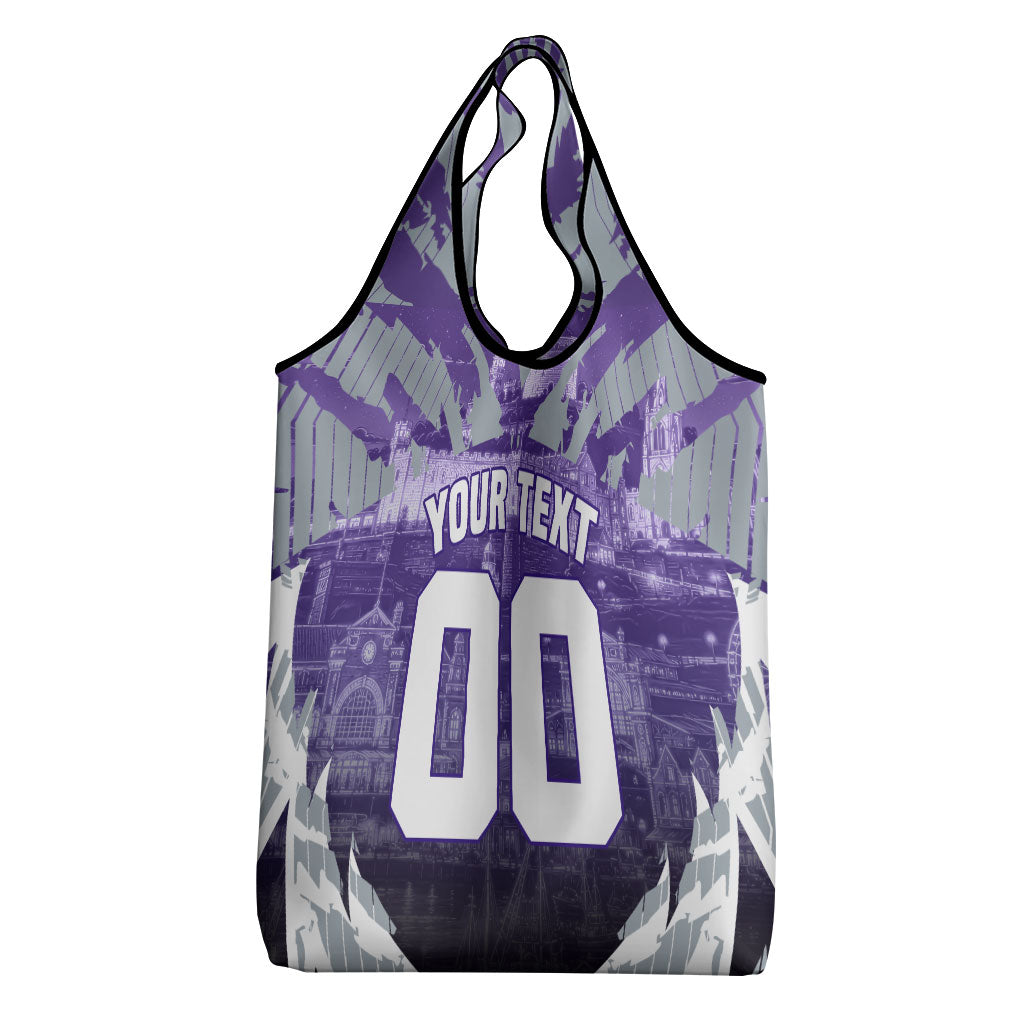 Personalised Fremantle Dockers Football Grocery Bag Anime Warrior Manga Style Lightning Bolt Cityscape