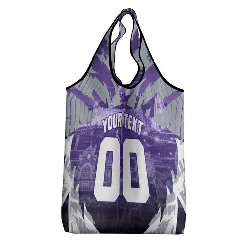 Personalised Fremantle Dockers Football Grocery Bag Anime Warrior Manga Style Lightning Bolt Cityscape