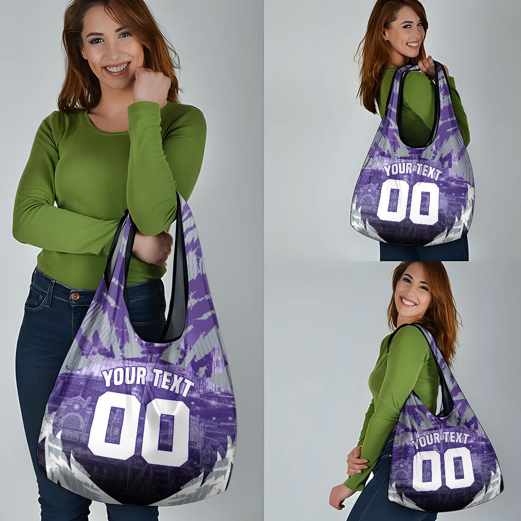 Personalised Fremantle Dockers Football Grocery Bag Anime Warrior Manga Style Lightning Bolt Cityscape